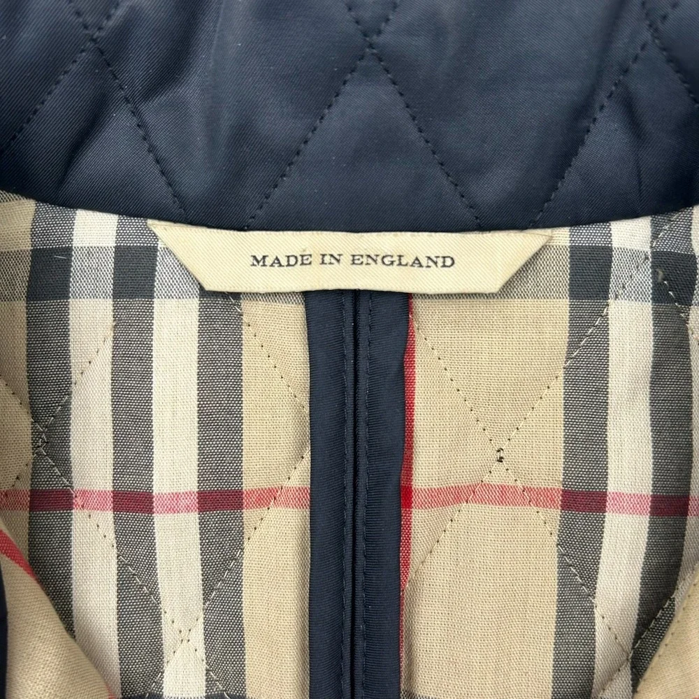Burberry London Full Zip Quilted Jacket Womens Small Blue Plaid Lined - Picture 5 of 16